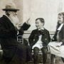 Leo Tolstoy tells a story to his grandchildren in 1909.